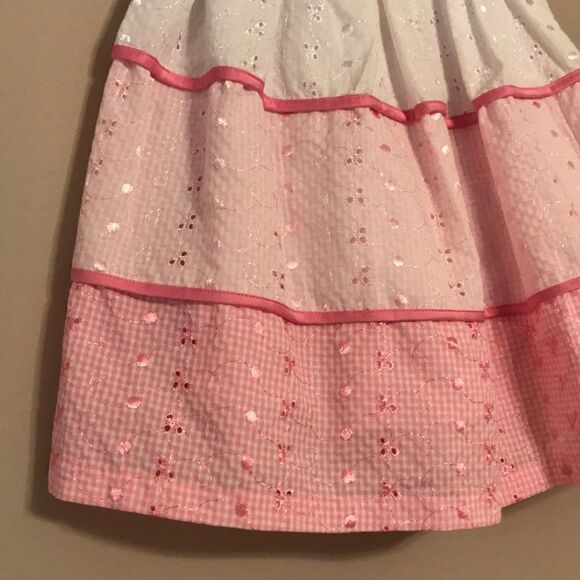 Jessica Ann Pink & White Eyelet Dress - Sz 5 - Picture 3 of 7
